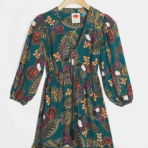 Anthropologie Farm Rio Green Floral Ariyah Mini Dress NWT Size M